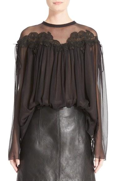 Women's Chloe Cherry Lace Crushed Georgette Blouse