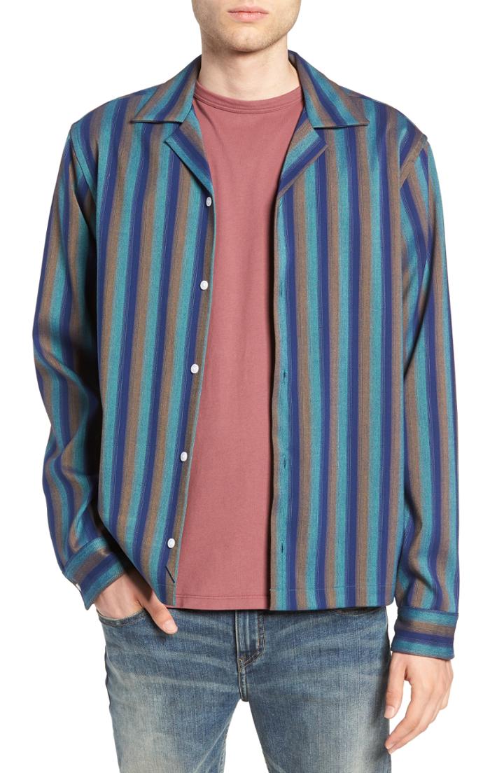 Men's Saturdays Nyc Marco Frequency Long Sleeve Woven Shirt - Green