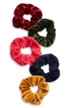 Tasha 5-pack Velvet Scrunchies, Size - Blue