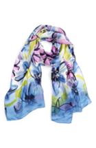 Women's Vince Camuto Brushed Blooms Silk Scarf, Size - Blue