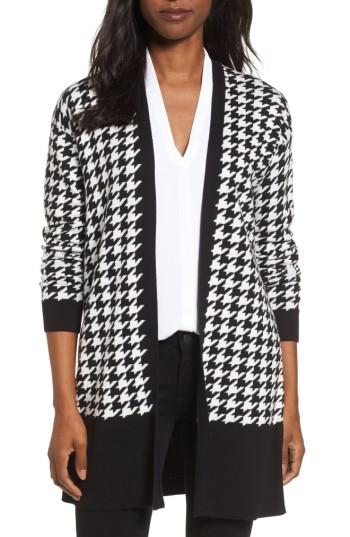 Women's Chaus Houndstooth Cardigan - Black