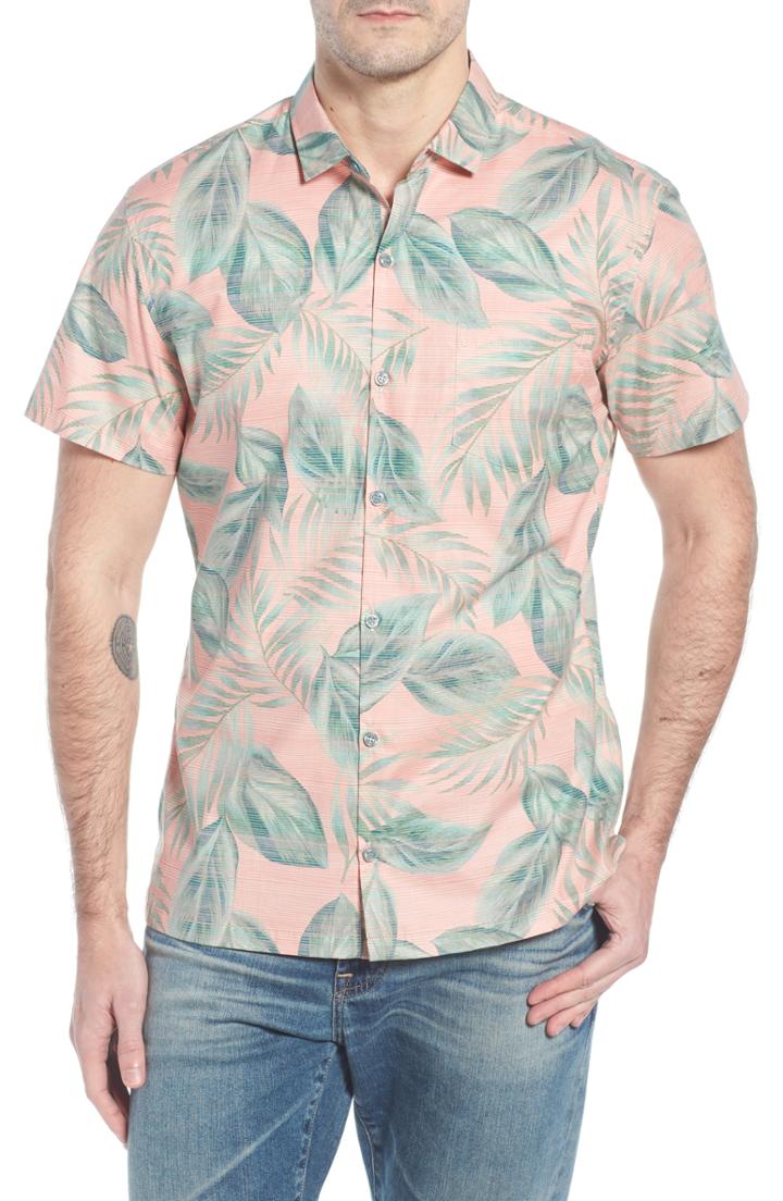 Men's Tori Richard Shade Plant Trim Fit Camp Shirt, Size - Orange