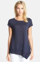 Women's Eileen Fisher Cap Sleeve Organic Linen & Cotton Scoop Neck Top - Blue