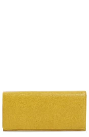 Women's Longchamp 'veau Foulonne' Continental Wallet - Yellow