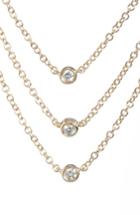 Women's Ef Collection Diamond Triple Bezel Layered Necklace