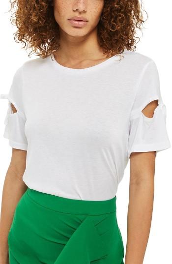 Women's Topshop Ribbon Sleeve Tee