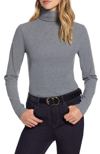 Women's Halogen Ribbed Turtleneck - Grey