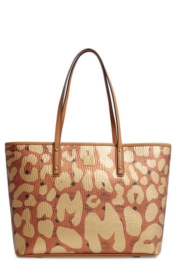 Mcm Anya Leopard Print Coated Canvas Tote - Brown