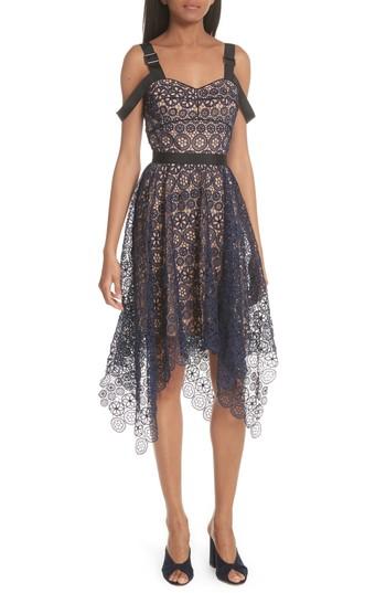 Women's Self-portrait Harness Strap Lace Dress - Blue