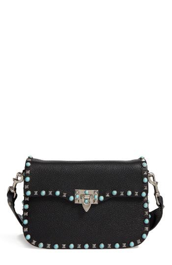 Valentino Rolling Rockstud Guitar Strap Leather Shoulder Bag -