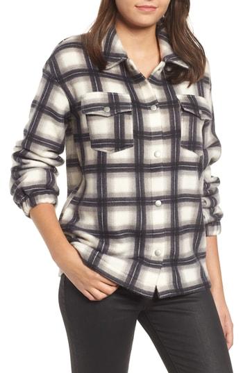 Women's Love, Fire Plaid Shirt Jacket - Grey