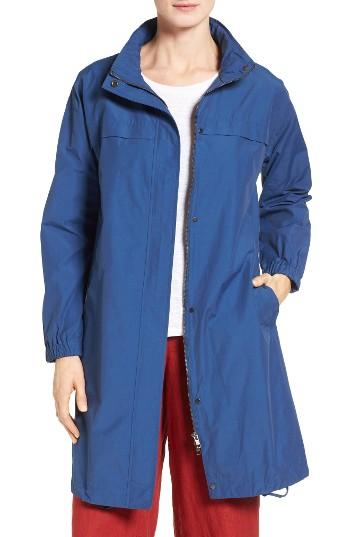 Women's Eileen Fisher Stand Collar Long Jacket, Size - Blue