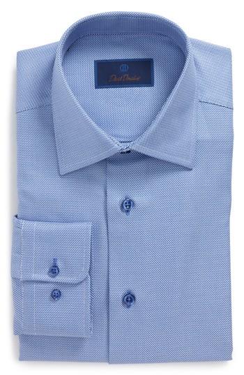 Men's David Donahue Regular Fit Solid Dress Shirt - 34/35 - Blue