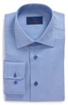 Men's David Donahue Regular Fit Solid Dress Shirt - 34/35 - Blue