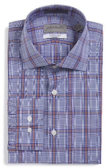 Men's John W. Nordstrom Trim Fit Plaid Dress Shirt .5 32/33 - Brown