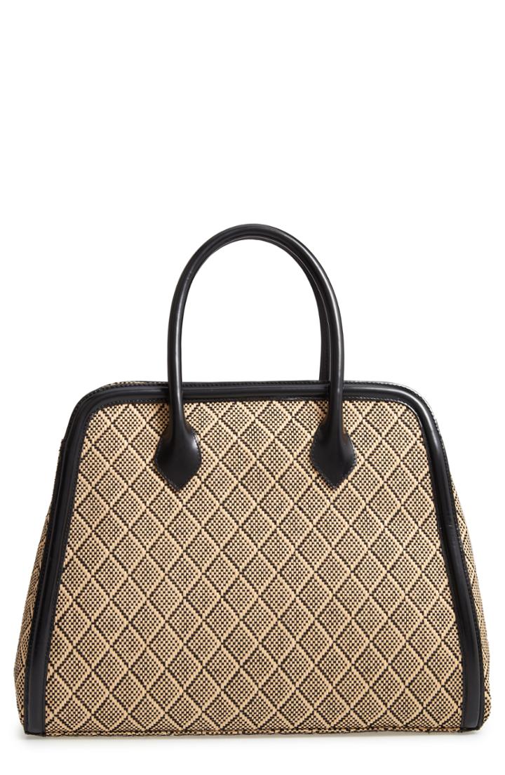 Dries Van Noten Woven Raffia & Leather Satchel - Beige