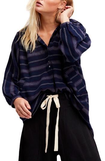 Women's Free People Rolling Clouds Hooded Top - Blue