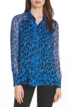 Women's Dvf Crinkle Silk Chiffon Shirt - Blue