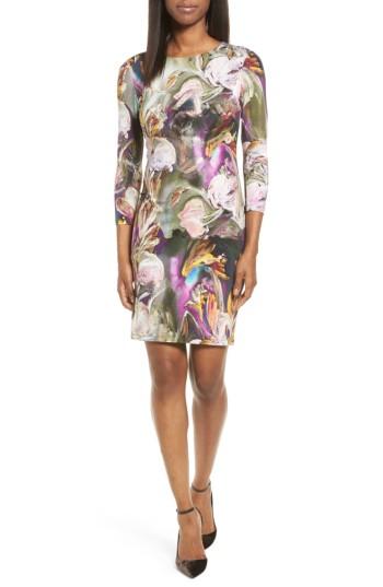 Women's Karen Kane Painted Floral Sheath Dress - Purple