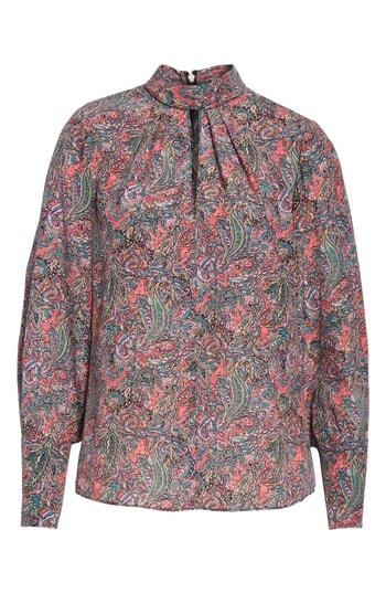 Women's Rebecca Taylor Hudson Keyhole Paisley Silk Blouse - Grey