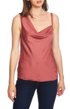 Women's 1.state Asymmetrical Drape Neck Hammered Satin Camisole, Size - Red