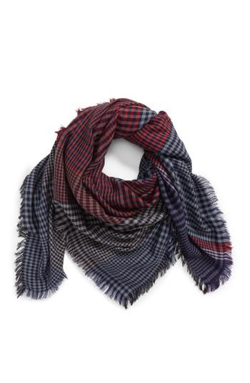 Women's Leith Multicolor Check Scarf, Size - Blue
