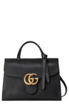 Gucci Gg Marmont Top Handle Leather Satchel - Black