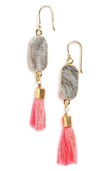 Women's Panacea Drusy Tassel Drop Earrings
