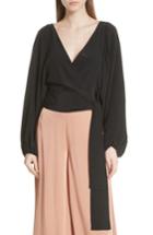 Women's A.l.c. Carla Silk Wrap Crop Top - Black