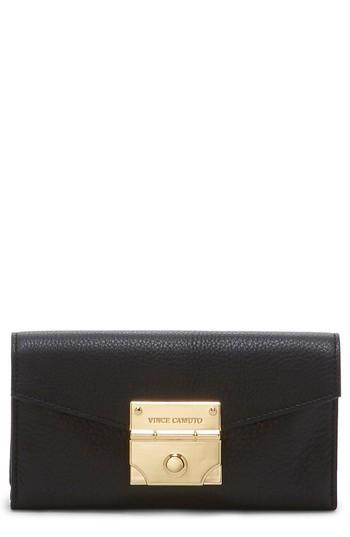 Women's Vince Camuto Friar Leather Wallet - Black