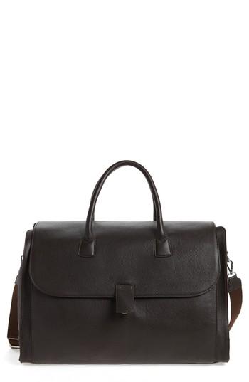 Men's Eleventy Leather Duffel Bag - Brown