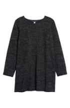 Women's Eileen Fisher Boxy Organic Cotton Blend Tunic Sweater - Black