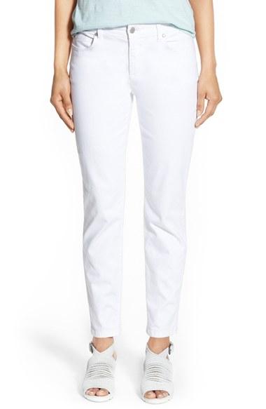 Women's Eileen Fisher Garment Dyed Stretch Ankle Skinny Jeans - White