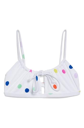 Women's Topshop Spot Ribbed Crop Bikini Top Us (fits Like 0) - White