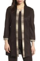 Women's Ming Wang Long Jacquard Knit Jacket - Brown