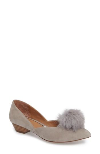 Women's Linea Paolo Camille Pump With Genuine Rabbit Fur Pom .5 M - Grey