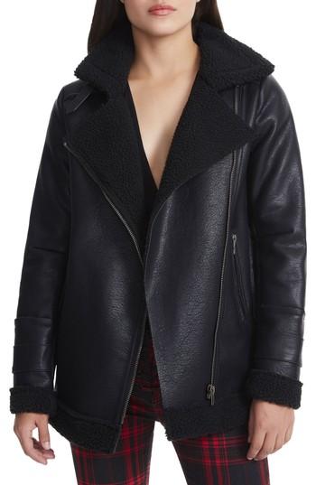 Women's Afrm Opelia Oversize Faux Shearling Jacket - Black