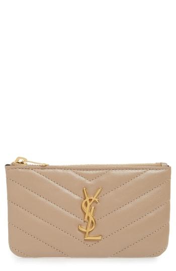 Women's Saint Laurent Monogram Leather Key Pouch -