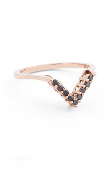 Women's Anna Sheffield Black Diamond Chevron Ring