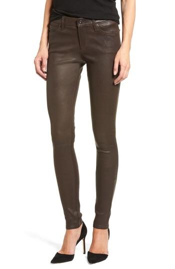 Women's Ag The Legging Super Skinny Leather Pants - Brown
