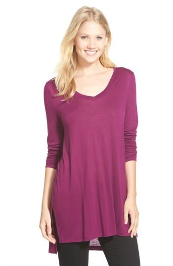 Women's Halogen Long Sleeve Lightweight Tunic, Size - Purple