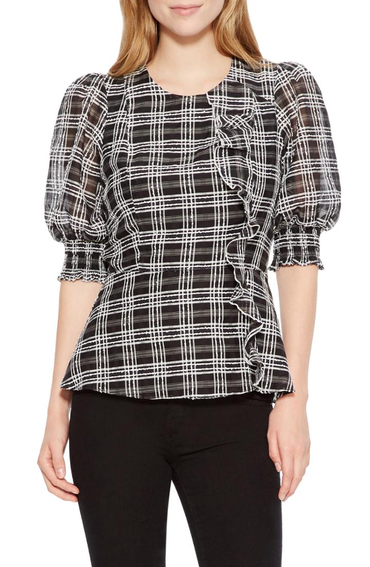 Women's Parker Calli Check Blouse - Black
