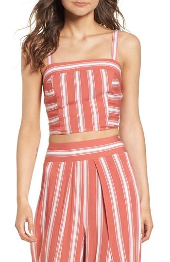 Women's Band Of Gypsies Stripe Smocked Crop Top - Coral
