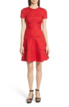Women's Red Valentino Open Stripe Fit & Flare Dress Us / 42 It - Red