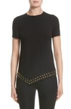 Women's Versace Collection Hardware Embellished Jersey Asymmetrical Top Us / 46 It - Black