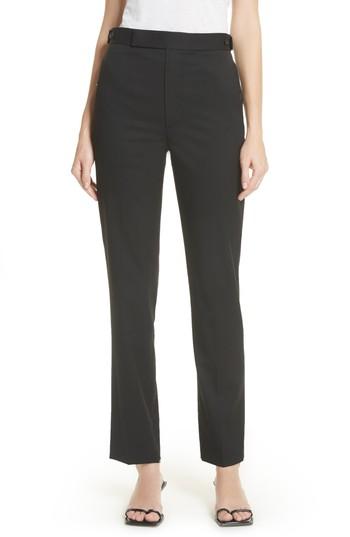 Women's Helmut Lang Straight Leg Wool Trousers - Black