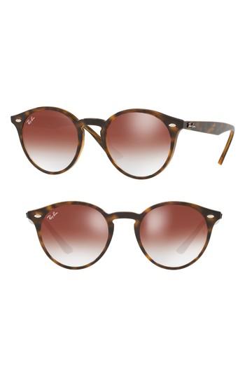 Women's Ray-ban Highstreet 51mm Round Sunglasses - Red Gradient Mirror