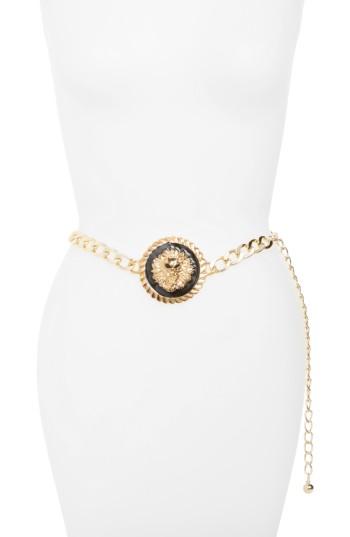 Women's Amici Accessories Enamel Lion Medallion Chain Belt, Size - Gold