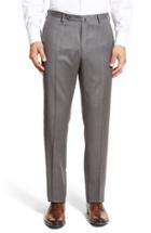Men's Incotex 'benson' Regular Fit Flat Front Solid Wool Trousers - Grey