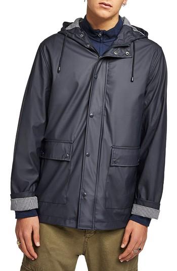 Men's Topman Waterproof Rain Parka - Blue